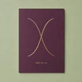 Two of Us card: two gold foil arcs crossing once on a deep plum card