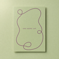 One More Lap card: a single looping plum line on a sage green card